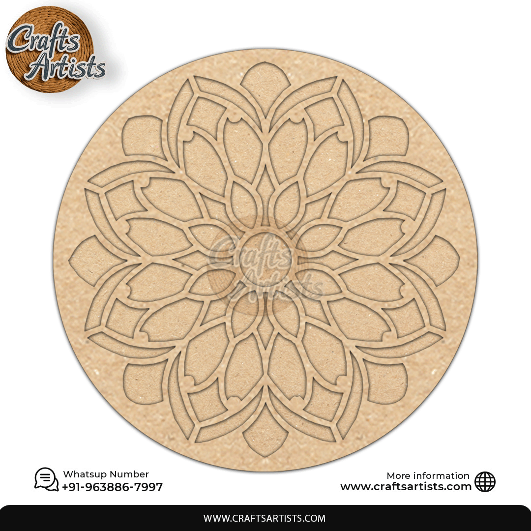 Rangoli Laser Cut Outs MDF | Elegant Floral Mandala Design-9