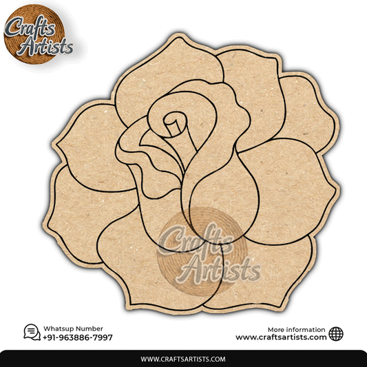 Rose Flower Premarked MDF Laser Cutouts Base | Design-34