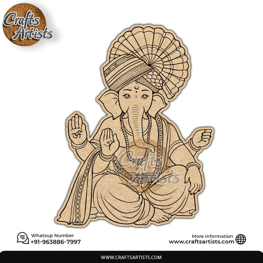 Royal Pagdi Ganeshar Premarked MDF Laser Cutouts Base | Design-31