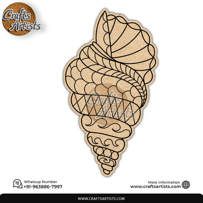 Shankh Premarked MDF Laser Cutouts Base | Conch Shell Design-6