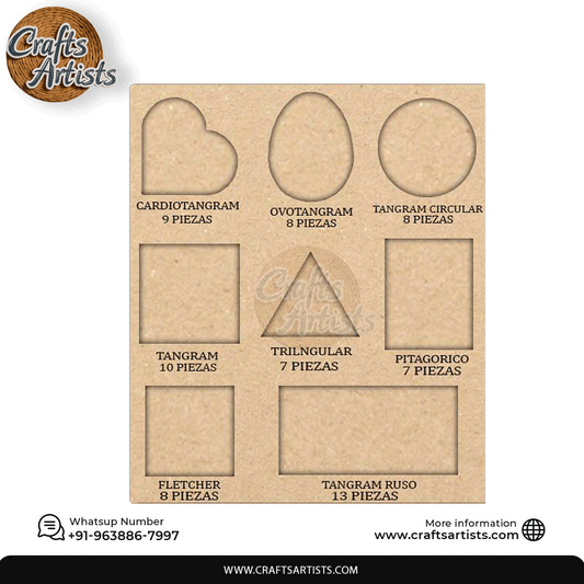 Tangram Puzzle MDF Laser Cut Designs Geometric Dissection Puzzle Templates for Kids & Adults Designs-1 |